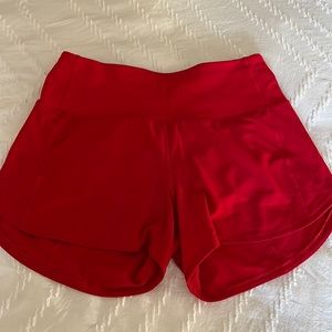 ✨like new✨ lululemon speed up shorts 4” (dark red)